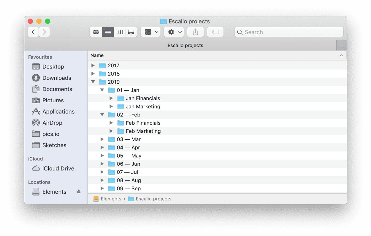 Date-based organization