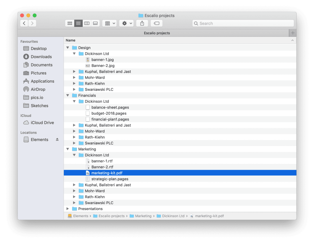 File-type based organization