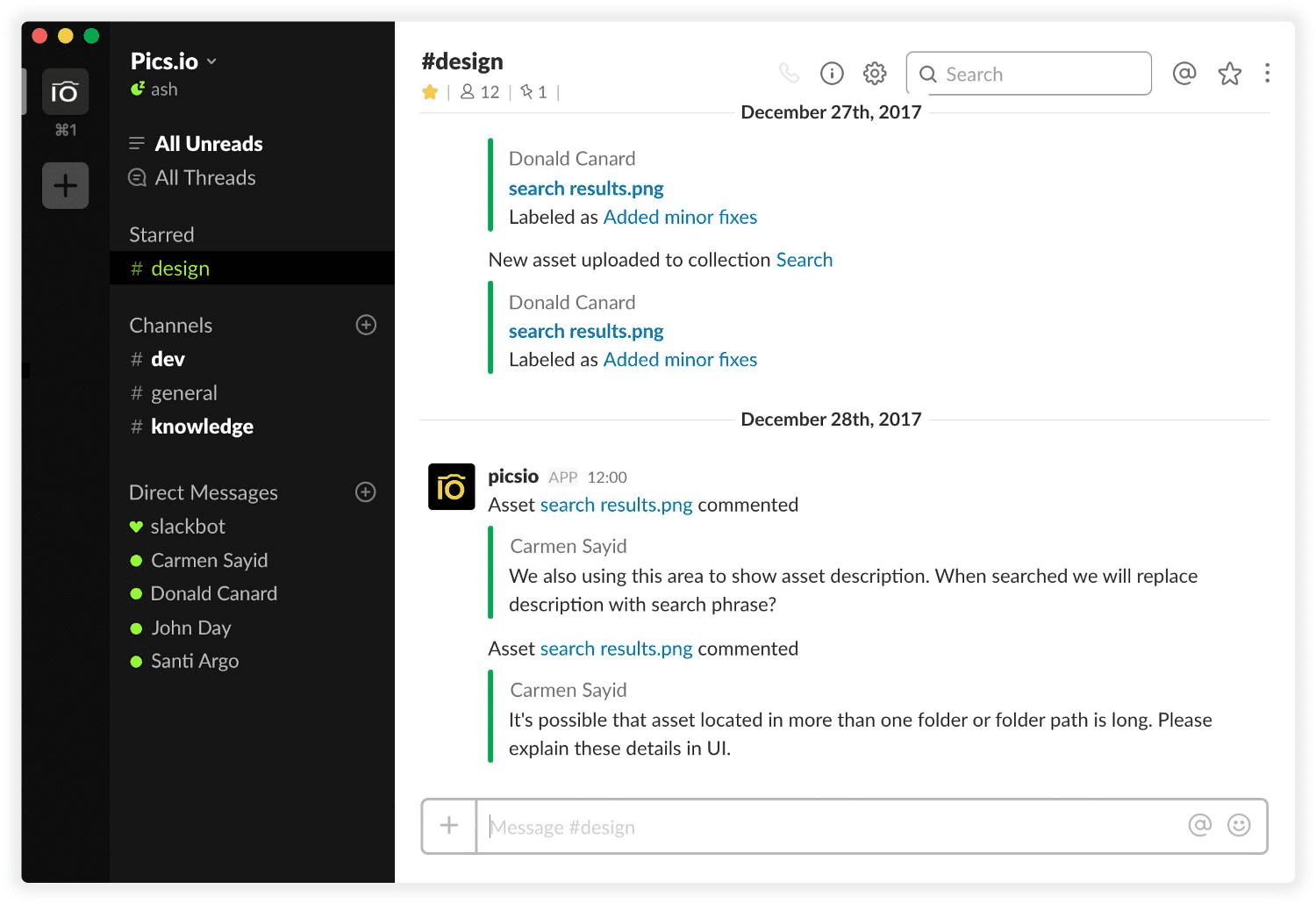 Pics.io & Slack integration