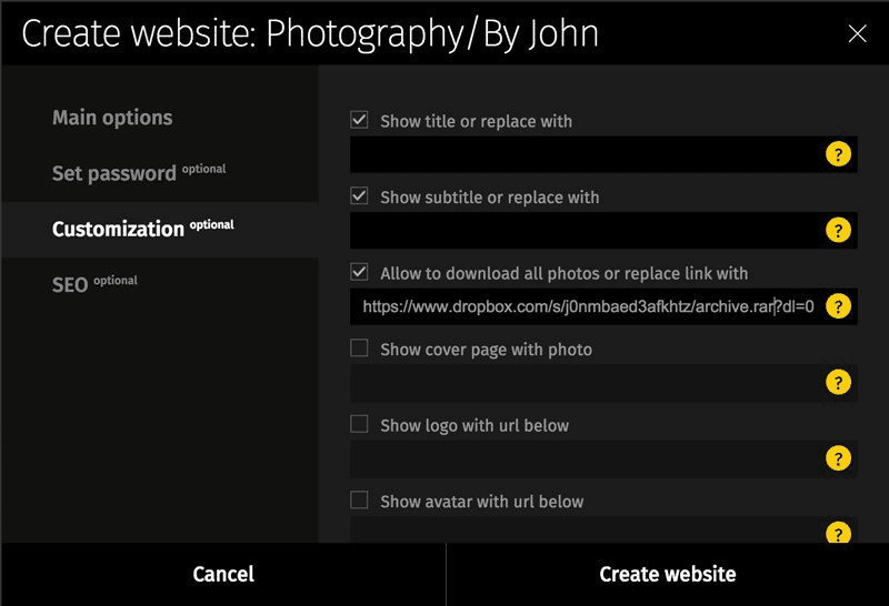 Website permission control