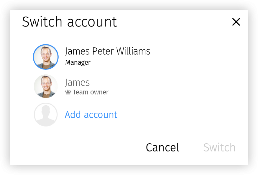 Switching accounts on Pics.io