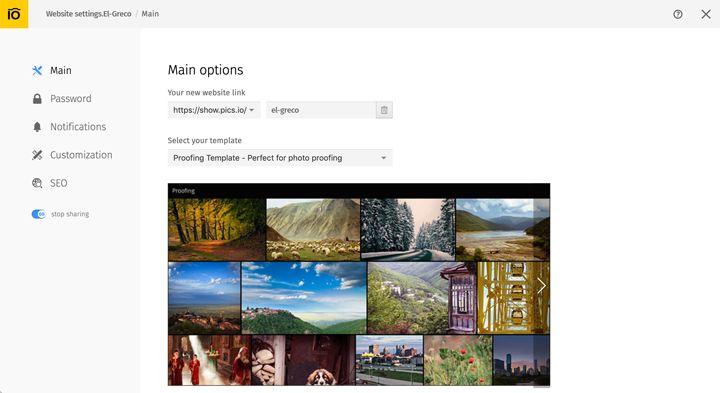 Sharing with Pics.io