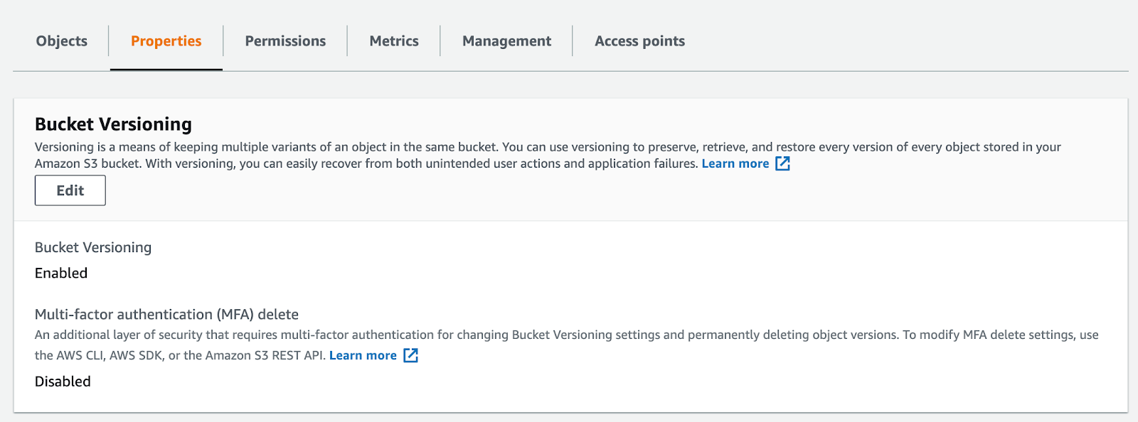 Change advanced settings for your bucket
