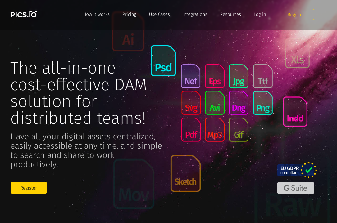 Pics.io DAM interface