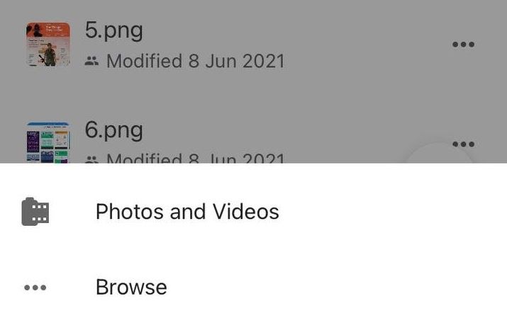 Choose Photos and Videos or Browse, depending on the content you want to upload