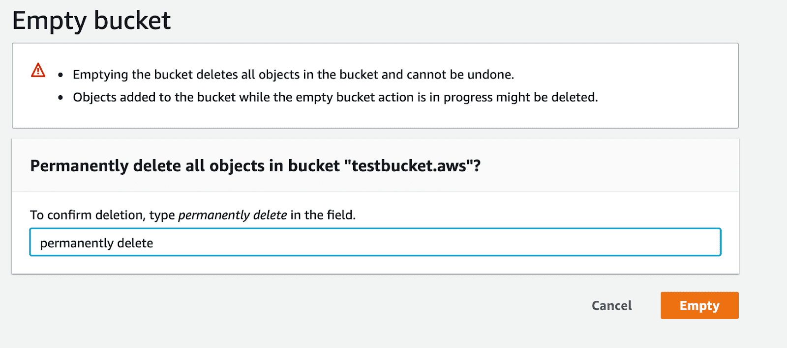 Emptying an Amazon S3 bucket