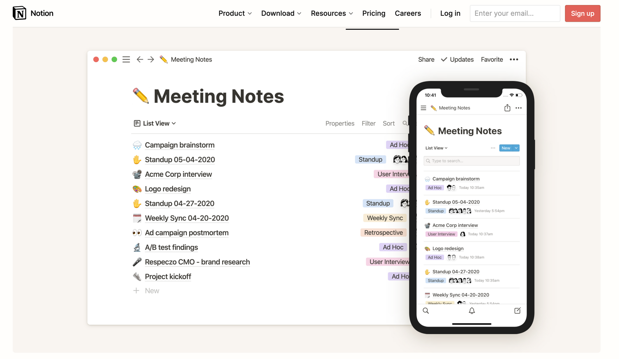 Notion interface