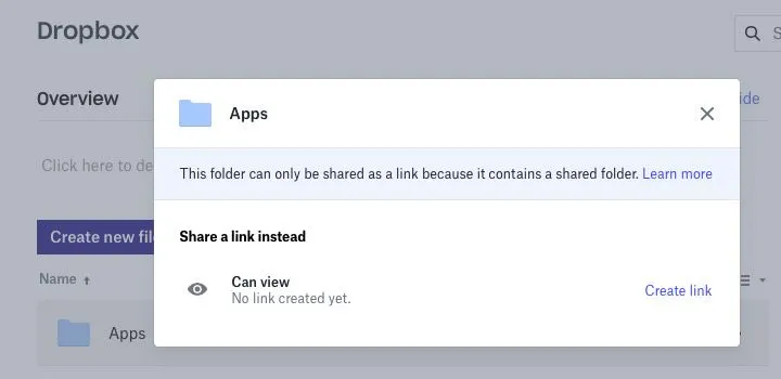 Sharing a folder in Dropbox