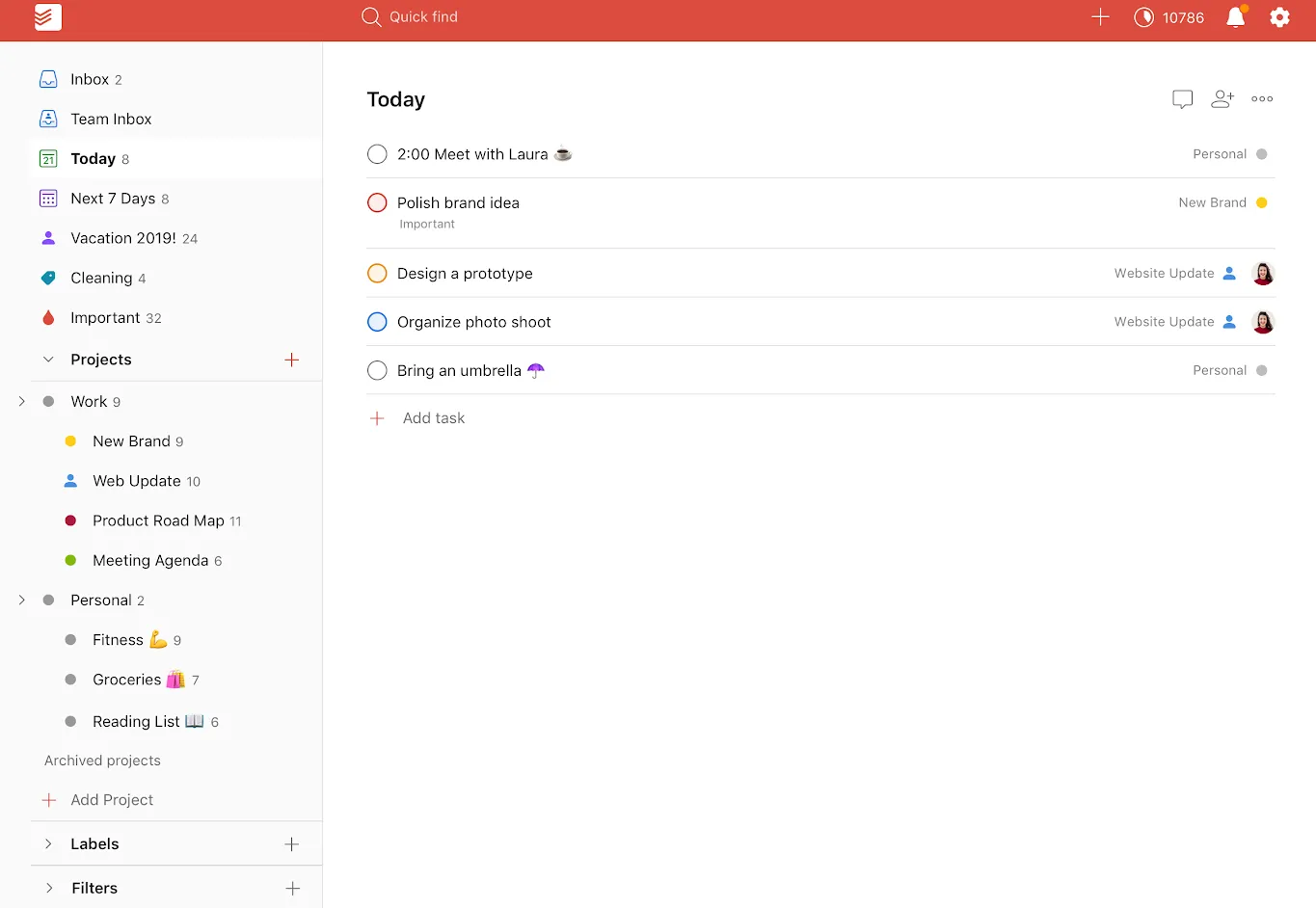 Todoist interface