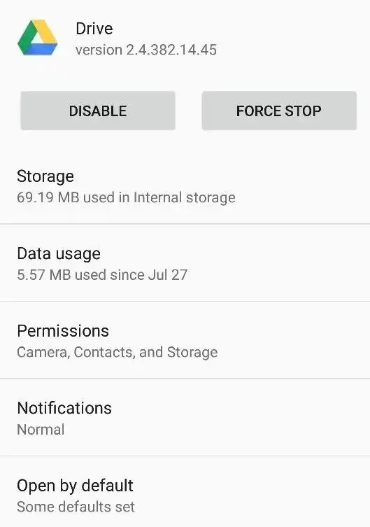 Force Stop Google Drive