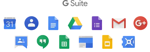 Depiction of apps available under G Suite umbrella, that has been since rebranded as Google Workspace