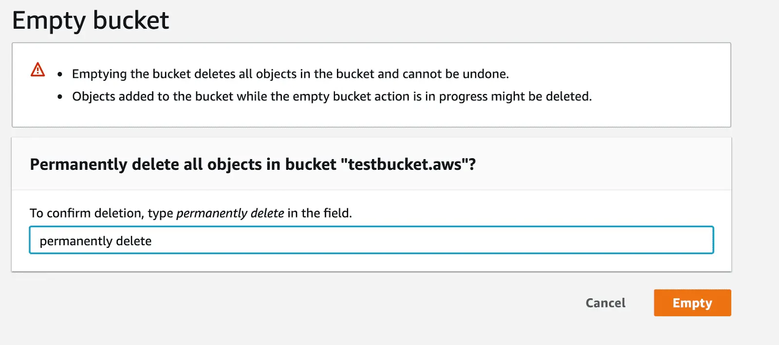 How to empty your Amazon S3 bucket