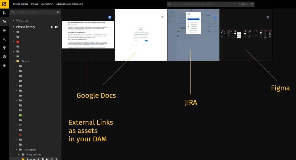 External links satisfies one of the DAM system requirements if you need to consolidate multiple sources of information