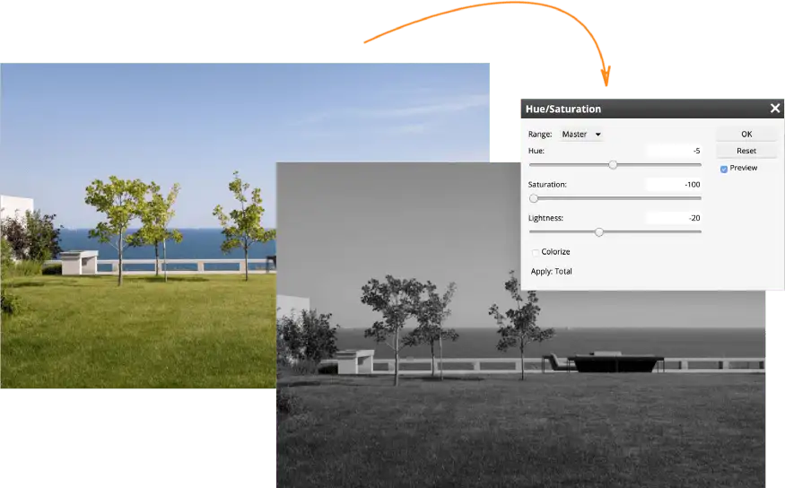 Built-in image editor in Pics.io