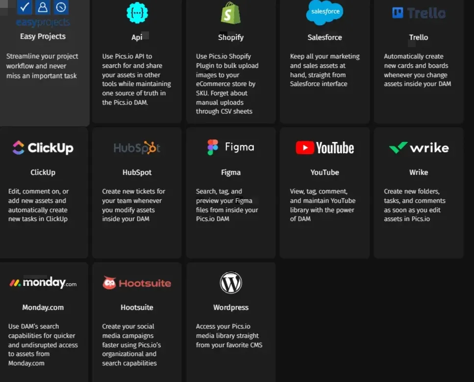 Pics.io DAM integrations