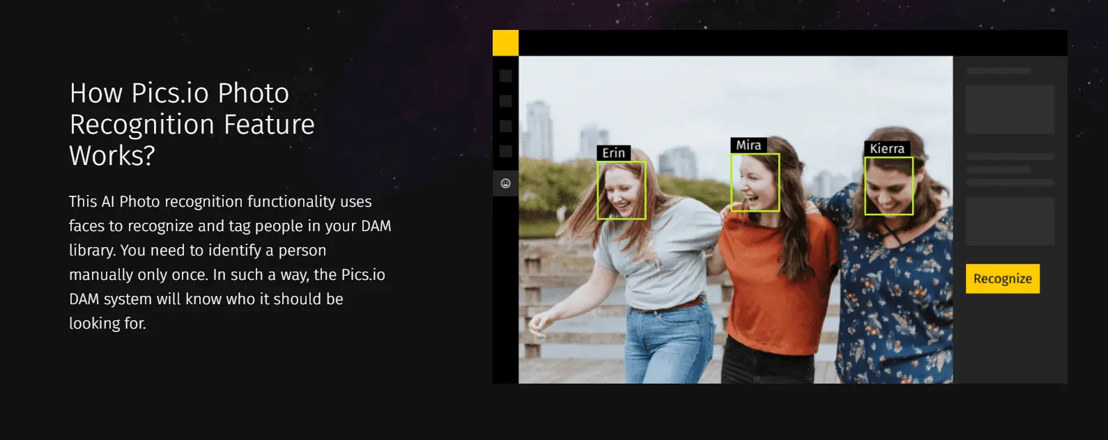 Pics.io DAM: AI face recognition