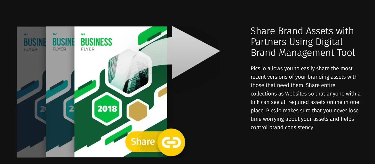 Pics.io brand asset management: assets sharing