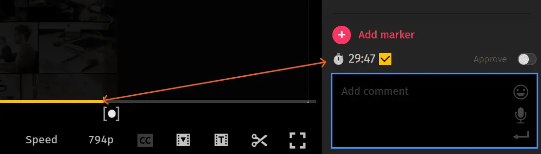 Comment with timecode in Pics.io DAM