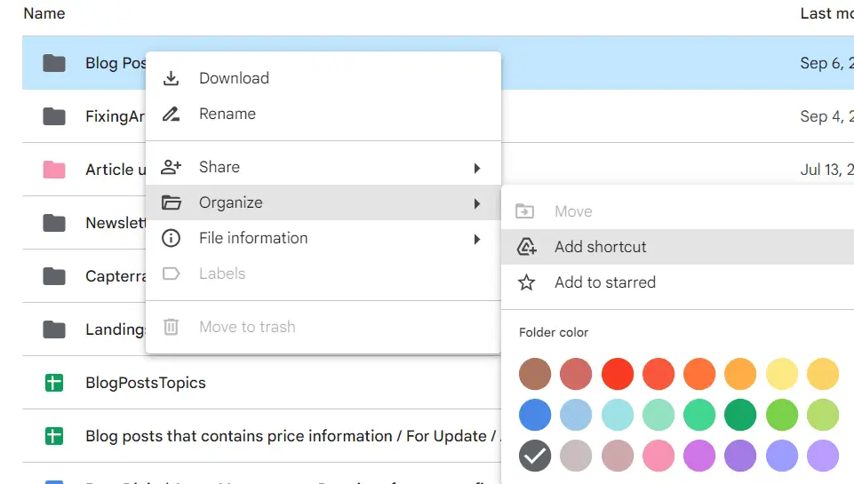 How to mark folder with color in Google Drive