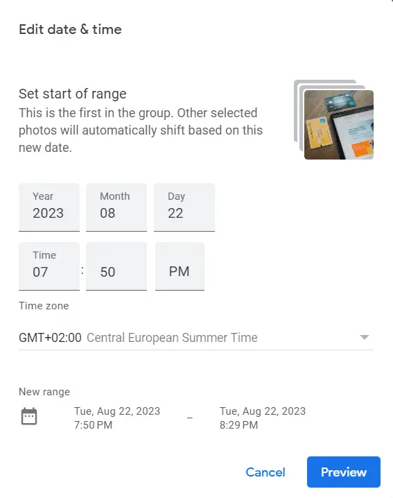 Google Photos metadata: edit date&time