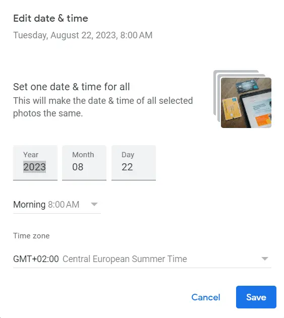 Google Photos metadata: edit date&time