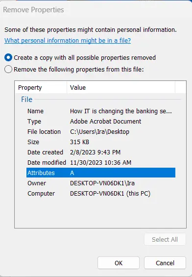 How to remove PDF metadata on Windows