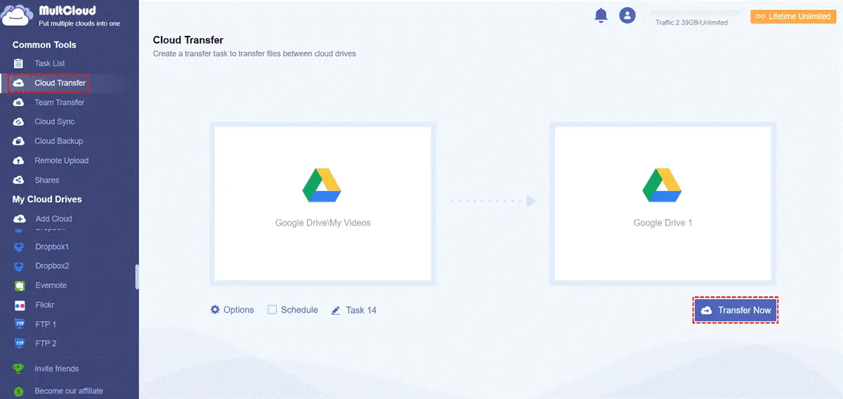 Transfer from One Google Drive to Another