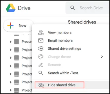 How do I hide repositories of closed projects (Google shared drives)? |  Information Technology at Sonoma State University