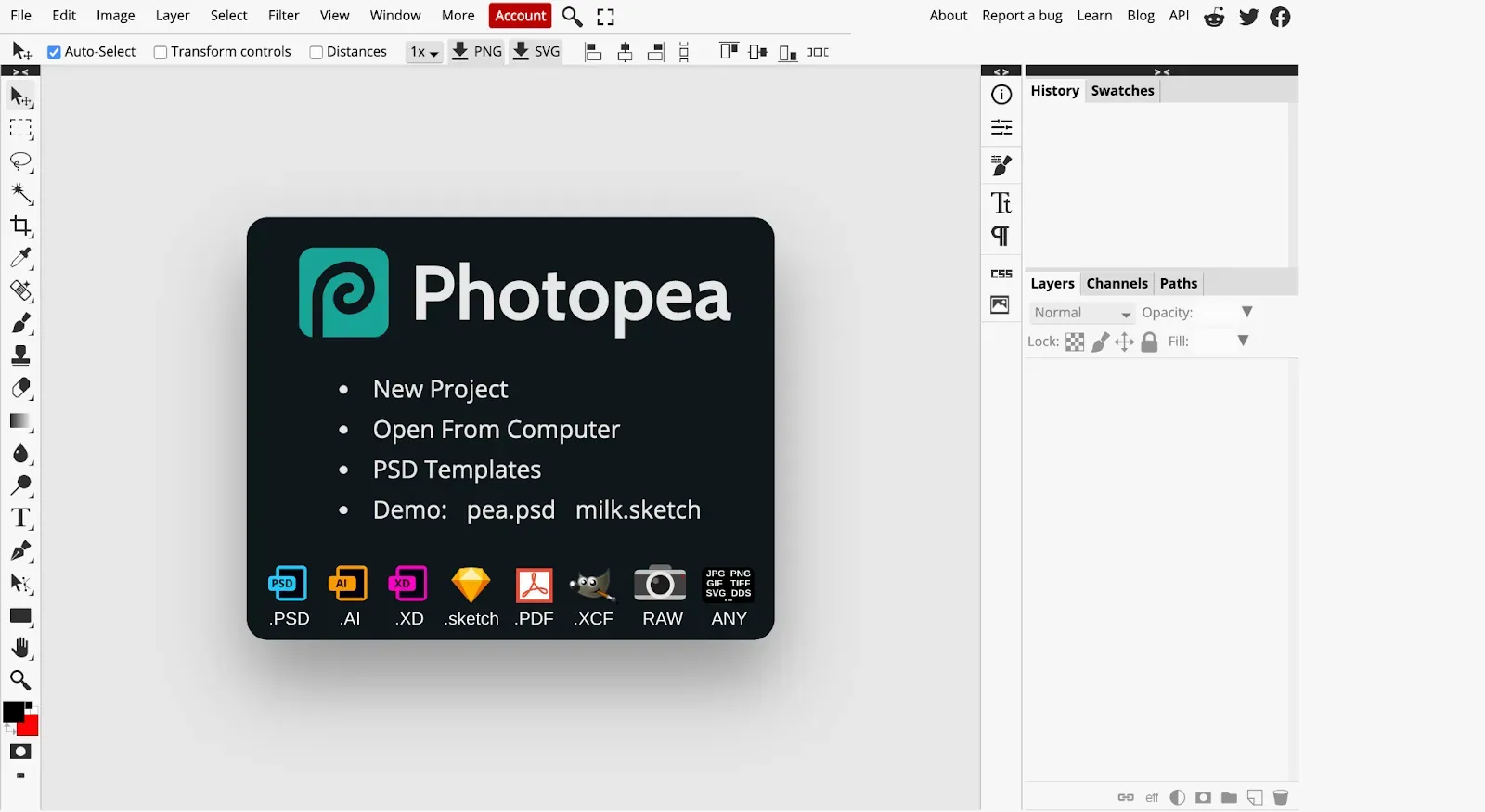 Photopea interface