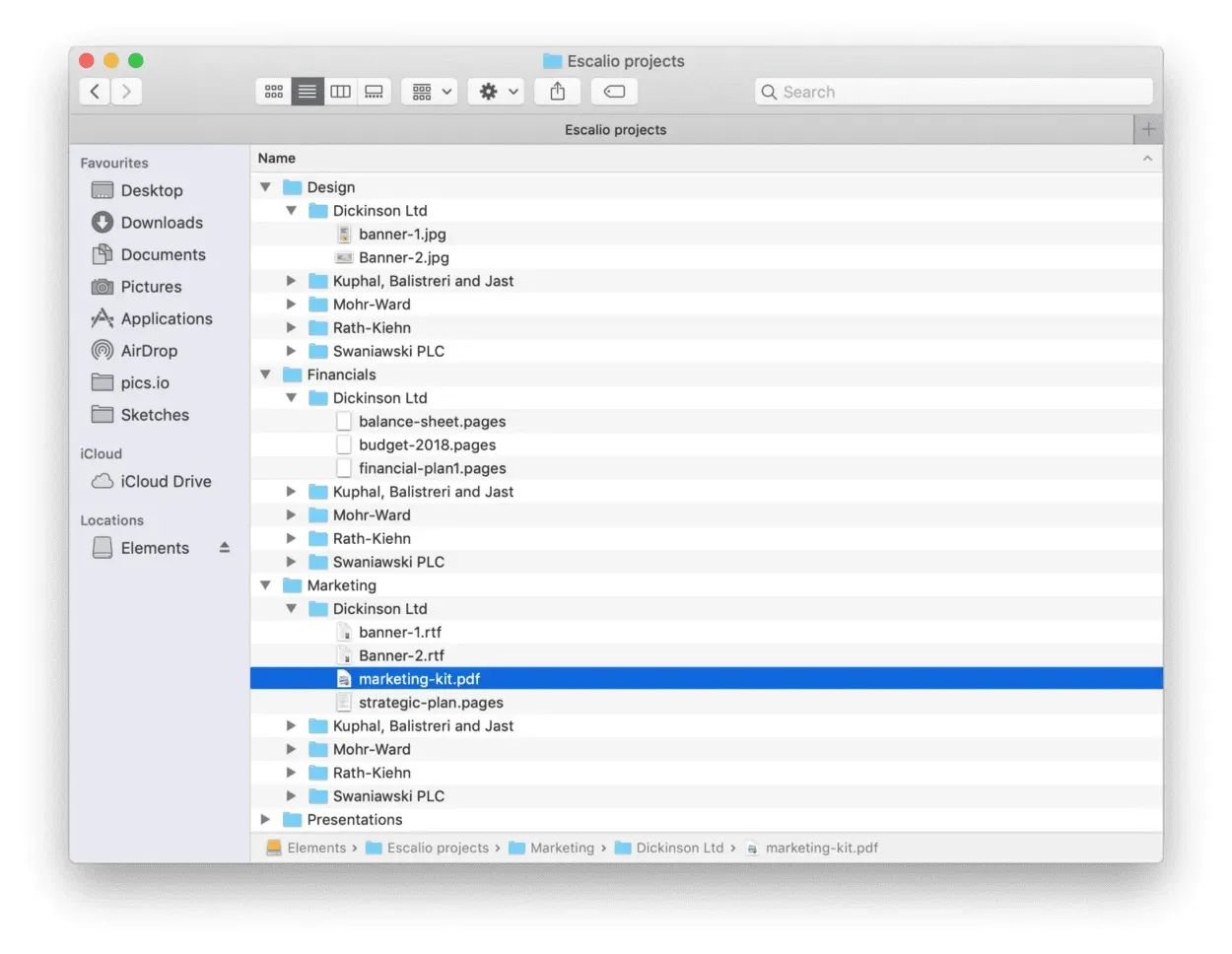 File-type based organization