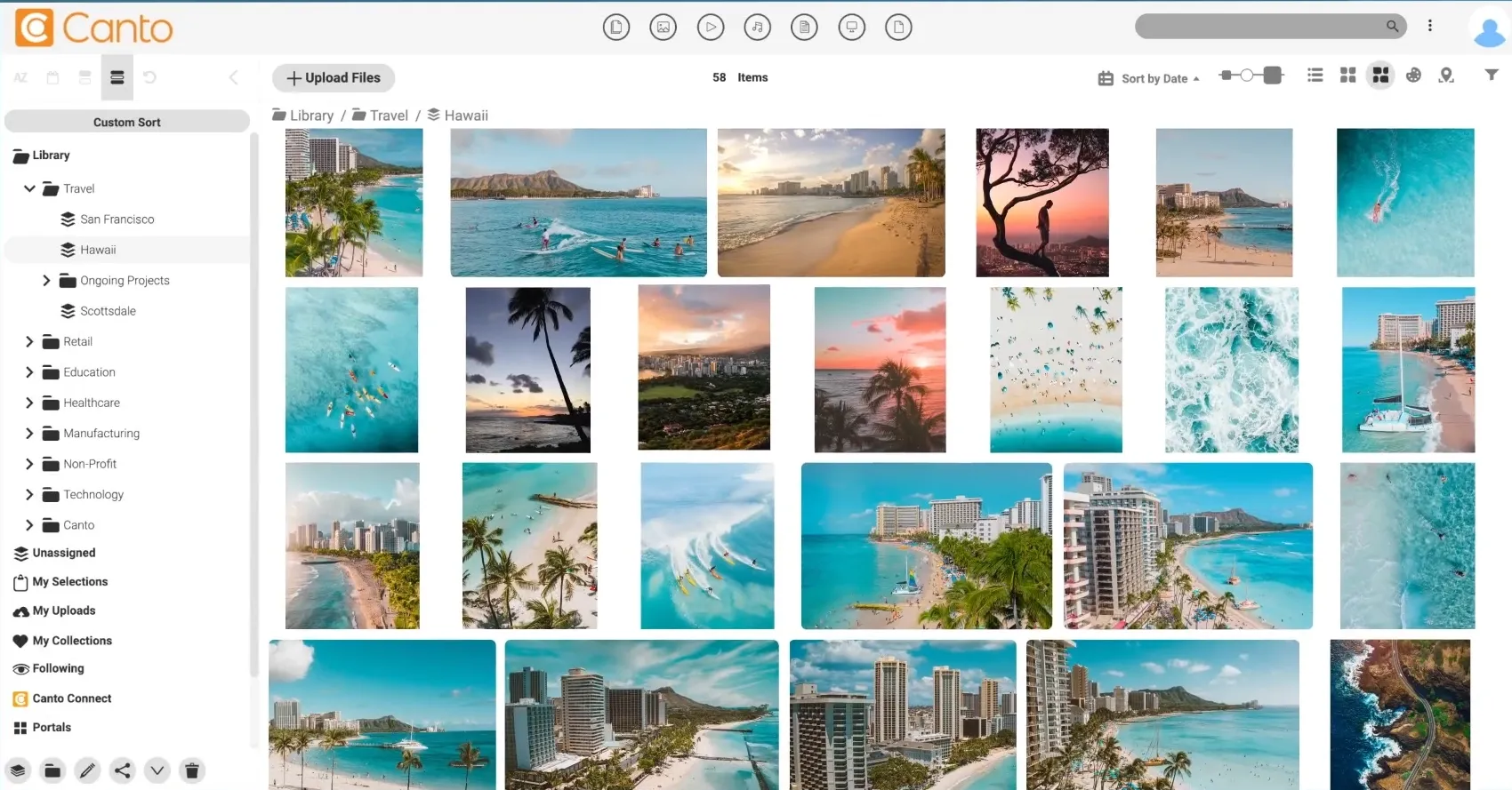 Bynder alternatives: Canto interface