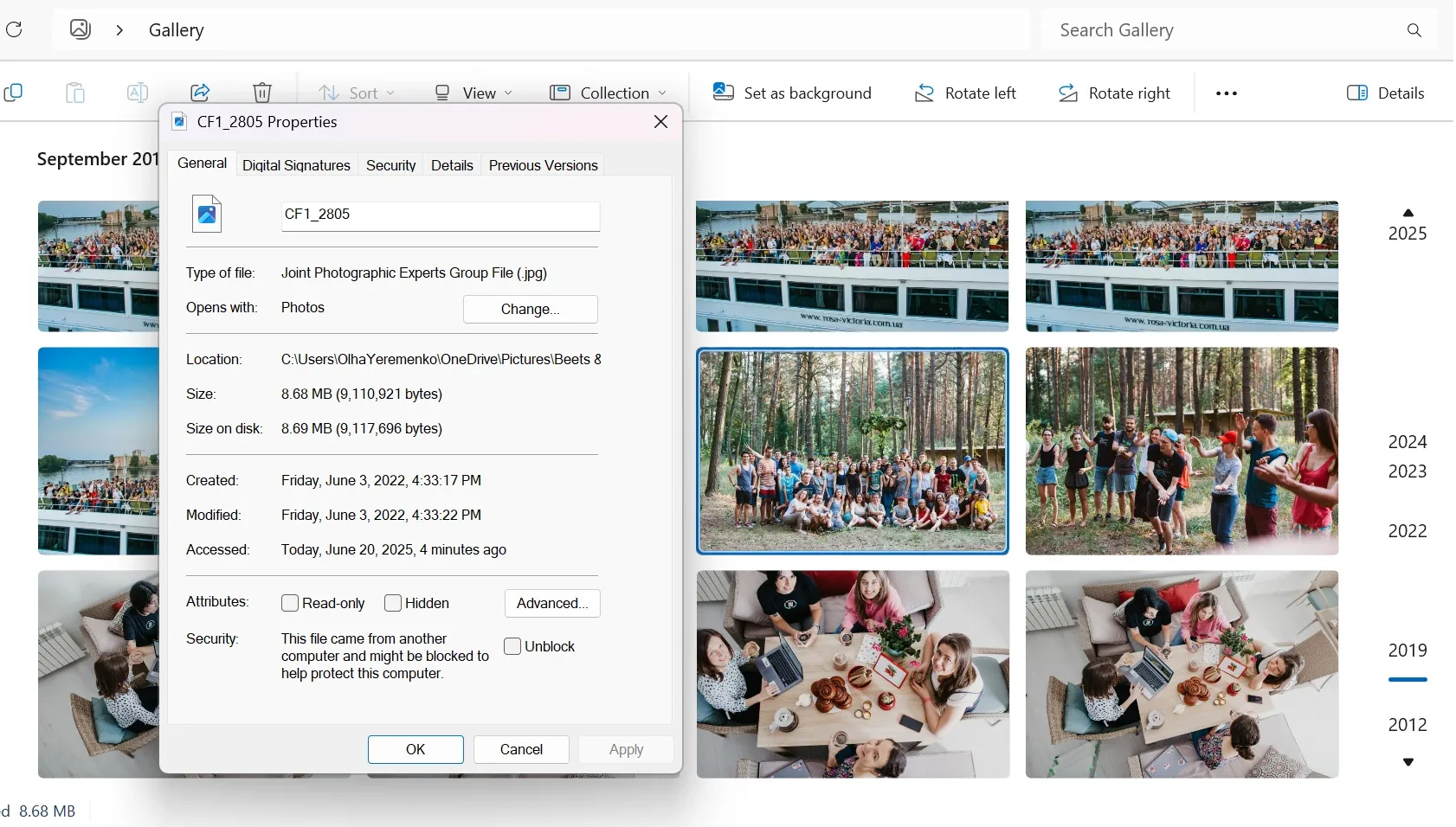 How to view image metadata on desktop