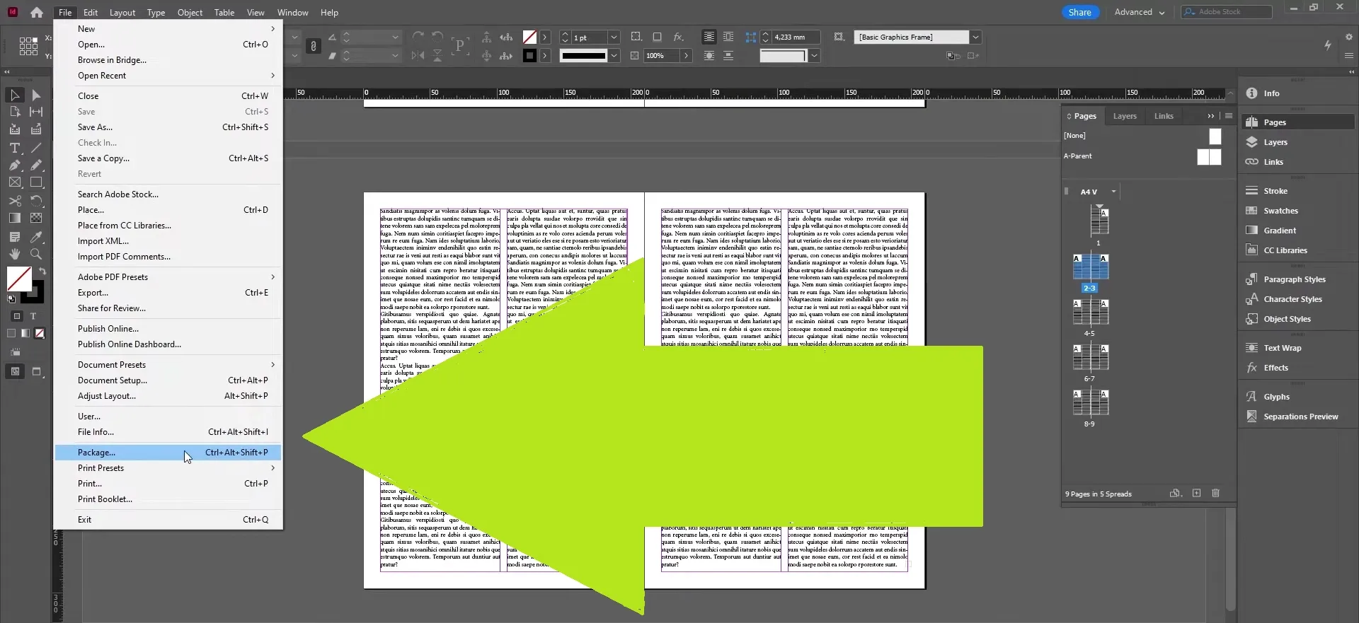 how to package InDesign files