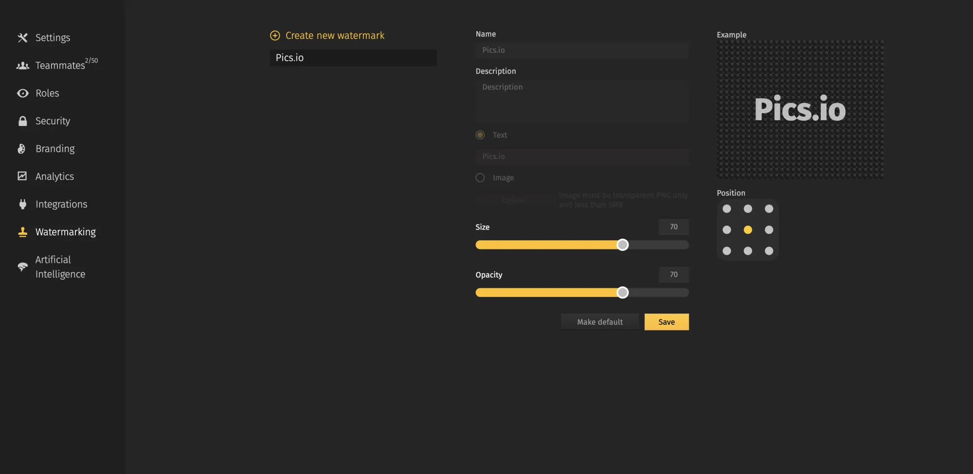 watermarking section