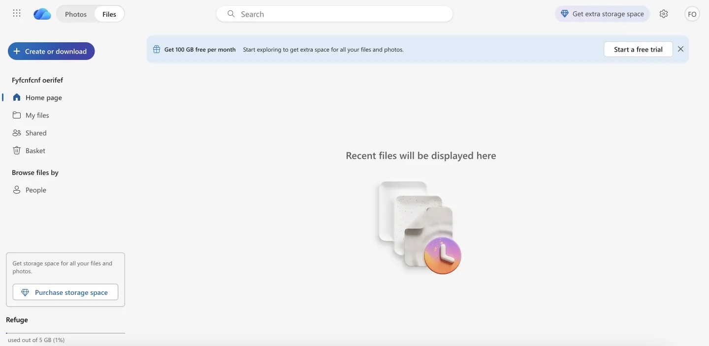 Microsoft OneDrive interface