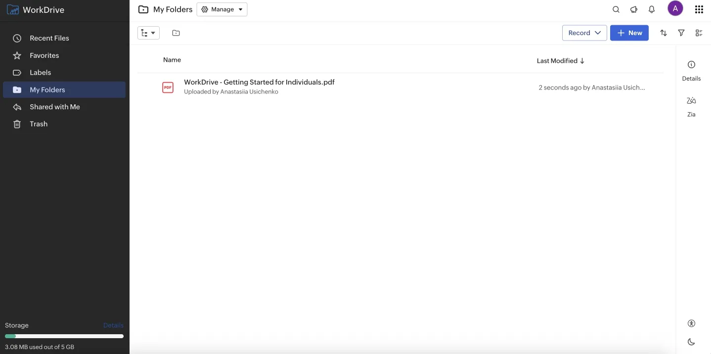 zoho interface