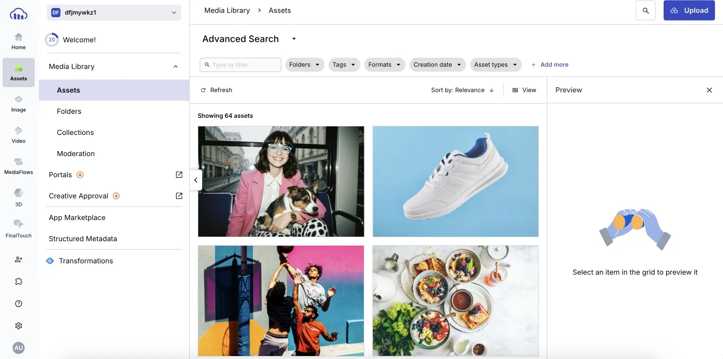cloudinary interface