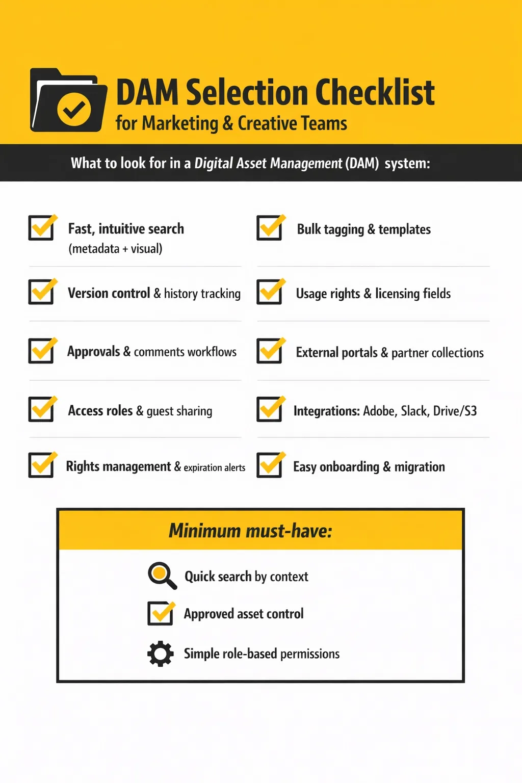 dam selection checklist