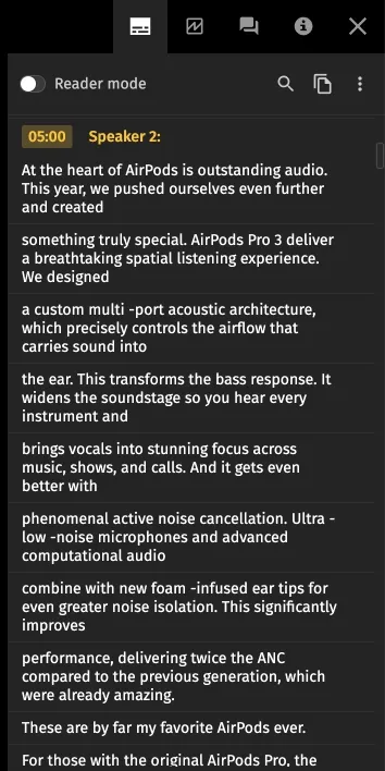 pics.io transcription feature