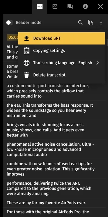 transcription downloading